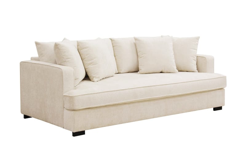 Rossi Dybde 3-personers Fløjlssofa Hel pude - Lys Beige - Møbler - Sofaer - 3 personers sofa