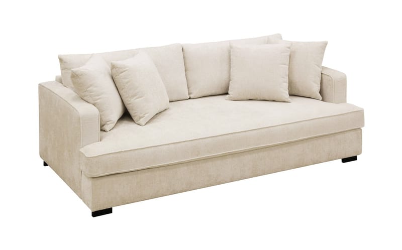 Rossi Dybde 3-personers Fløjlssofa Hel pude - Lys Beige - Møbler - Sofaer - 3 personers sofa