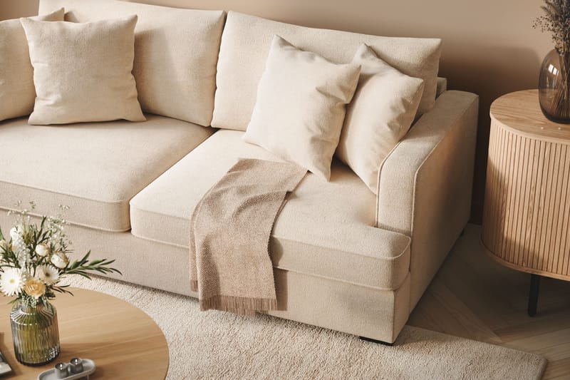 Rossi Dybde 3-personers Fløjlssofa - Lys Beige - Møbler - Sofaer - 3 personers sofa