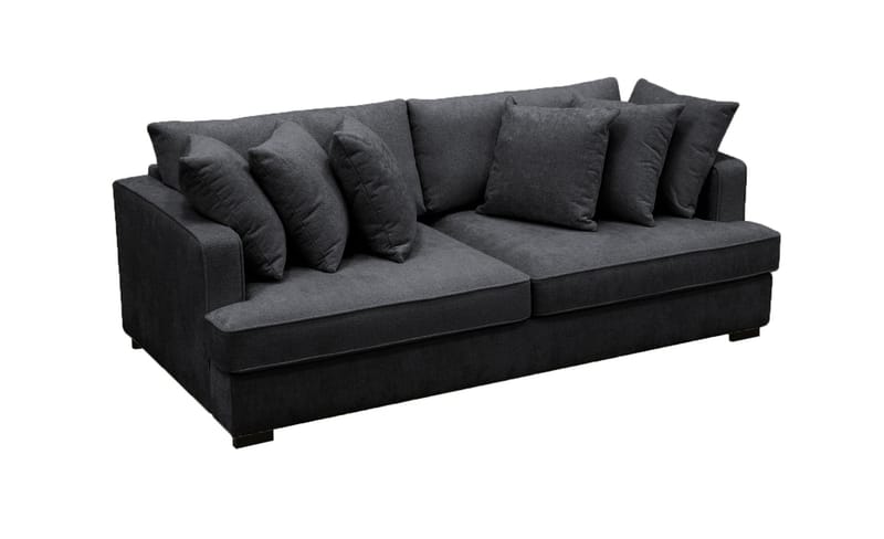 Rossi Dybde 4-personers Fløjlssofa - Sort / Mørkegrå - Møbler - Sofaer - 4 personers sofa