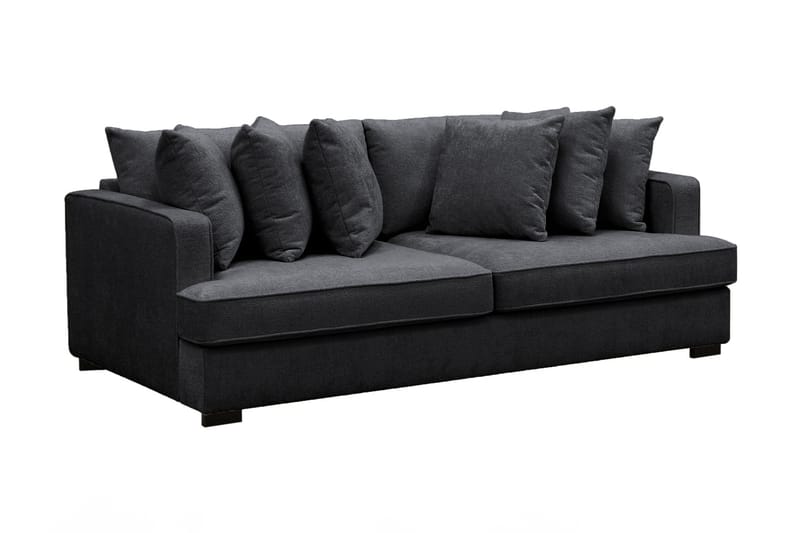 Rossi Dybde 4-personers Fløjlssofa - Sort / Mørkegrå - Møbler - Sofaer - 4 personers sofa