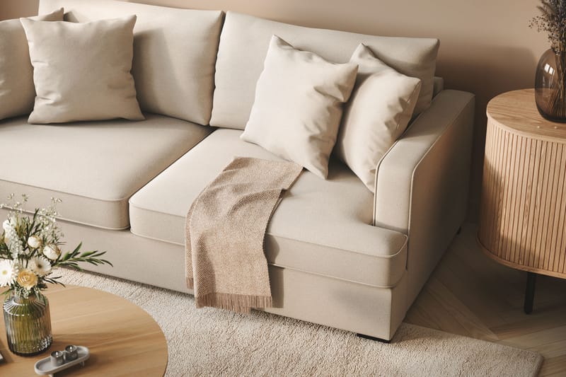 Rossita Dybde 3-personers Bouclé Sofa - Lys Beige - Møbler - Sofaer - 3 personers sofa