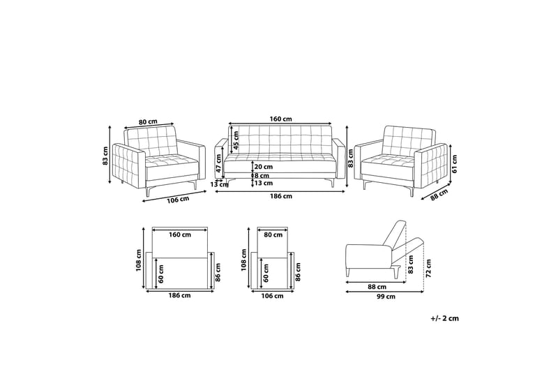 Aberdeen Sofagruppe med Sovefunktion - Hvid - Møbler - Sofaer - Sofagrupper