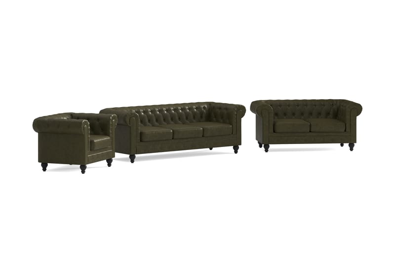 Chesterfield Lyx Sofagruppe 3-pers+2-pers+Lænestol - Grøn - Møbler - Sofaer - Sofagrupper - Sofasæt 3+2+1