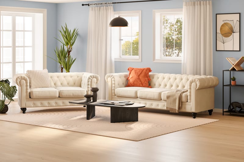 Chesterfield Lyx Sofagruppe 3-pers+2-pers - Beige - Møbler - Sofaer - Sofagrupper - Chesterfield sofagruppe