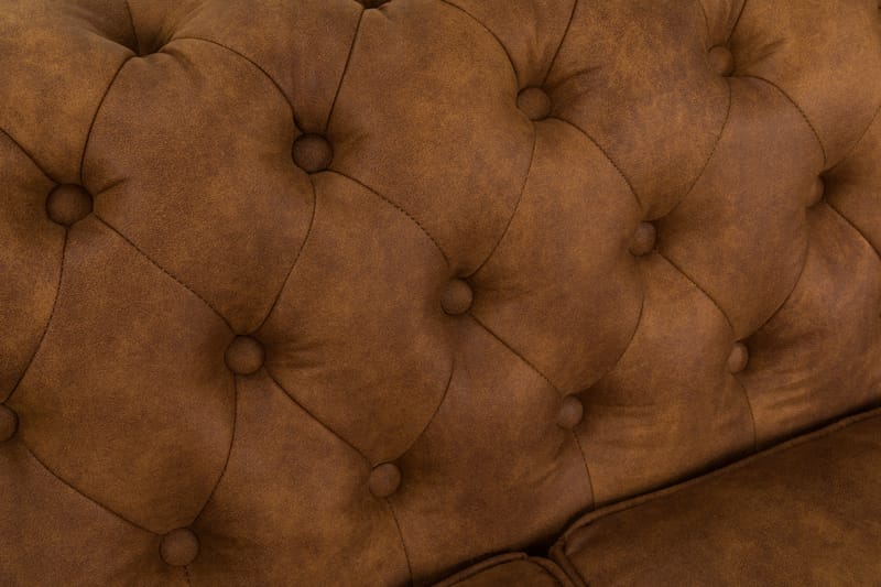 Chesterfield Deluxe Sofagruppe 3+2 Læderlook - Cognac / Brun - Møbler - Sofaer - Sofagrupper - Chesterfield sofagruppe