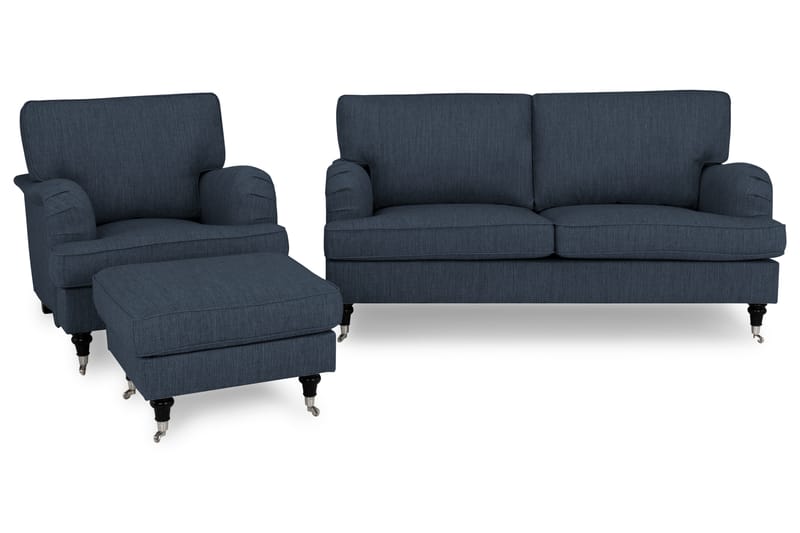 Howard Classic Sofagruppe 3-pers+Lænestol+Puf - Mørkeblå - Møbler - Sofaer - Sofagrupper - Chesterfield sofagruppe