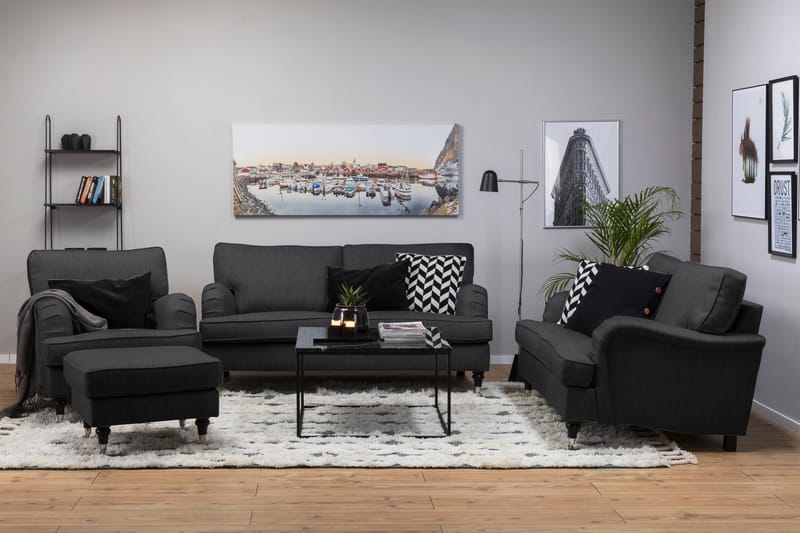 Howard Classic Sofagruppe 3-pers+Lænestol - Antracit - Møbler - Sofaer - Sofagrupper - Chesterfield sofagruppe