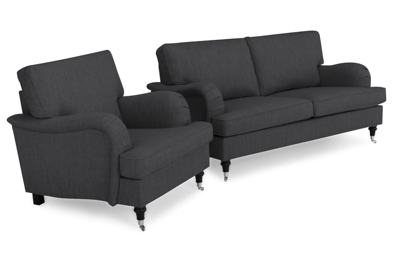 Howard Classic Sofagruppe 3-pers+Lænestol - Antracit - Møbler - Sofaer - Sofagrupper - Chesterfield sofagruppe