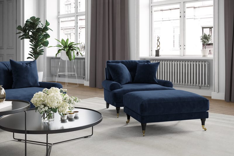 Andrew Sofagruppe sofa 3+2 i Fløjl - Mørkeblå - Møbler - Sofaer - Sofagrupper - Howard sofagruppe