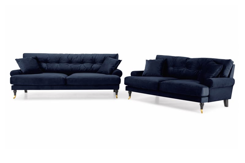 Andrew Sofagruppe sofa 3+2 i Fløjl - Mørkeblå - Møbler - Sofaer - Sofagrupper - Howard sofagruppe