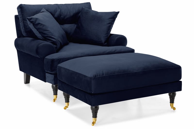 Andrew Sofagruppe sofa 3+2 i Fløjl - Mørkeblå - Møbler - Sofaer - Sofagrupper - Howard sofagruppe