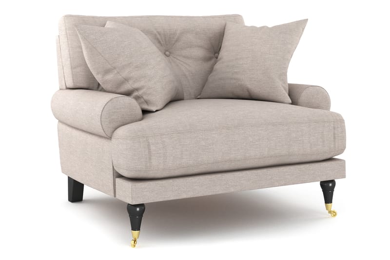 Andrew Stor Sofagruppe 3+2+1 med Lænestol og Fodskammel - Beige / Messing - Møbler - Sofaer - Sofagrupper - Howard sofagruppe