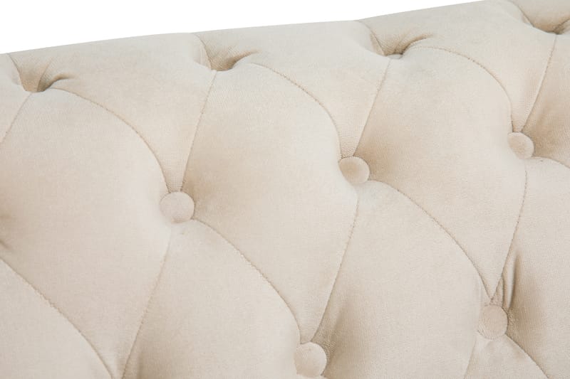 Chesterfield Deluxe Sofagruppe 3+2+1 med Fodskammel Fløjl - Beige - Møbler - Sofaer - Sofagrupper - Howard sofagruppe