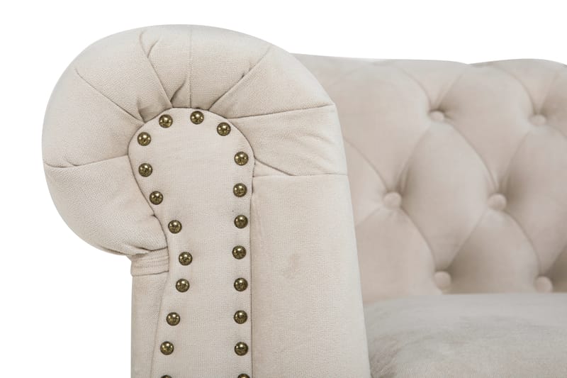 Chesterfield Deluxe Sofagruppe 3+2+1 med Fodskammel Fløjl - Beige - Møbler - Sofaer - Sofagrupper - Howard sofagruppe