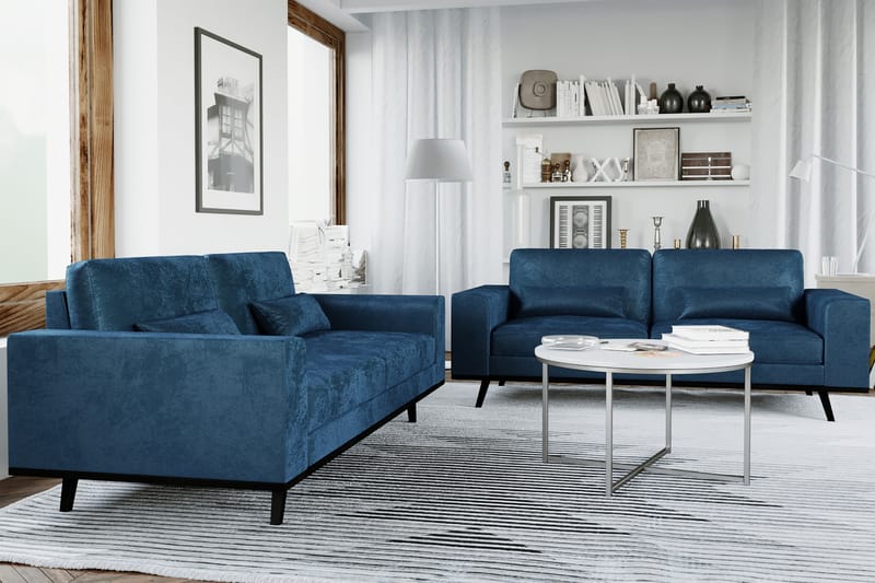 Copenhagen sofagruppe 2+3-personers sofa - Blå Velour - Møbler - Sofaer - Sofagrupper - Howard sofagruppe