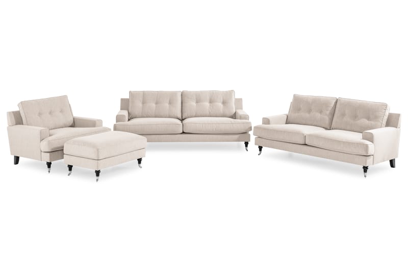 Dalby Sofagruppe 2+3+1 med Fodskammel - Lys Beige - Møbler - Sofaer - Sofagrupper - Howard sofagruppe