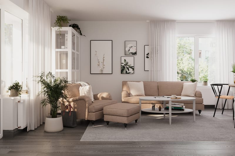 Howard Classic Sofagruppe 3,5-pers+Lænestol+Puf - Mørkbeige - Møbler - Sofaer - Sofagrupper - Howard sofagruppe