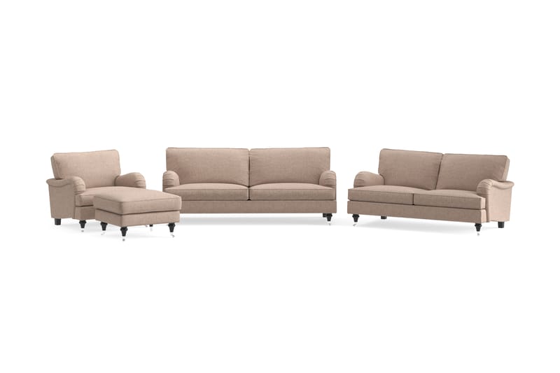 Howard Classic Sofagruppe 3,5-pers+3-pers+Lænestol+Puf - Mørkbeige - Møbler - Sofaer - Sofagrupper - Howard sofagruppe