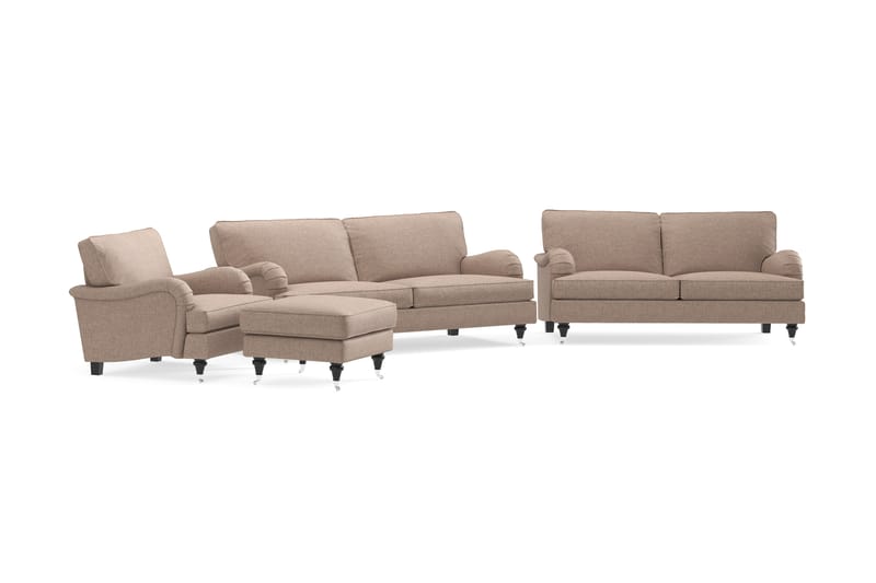 Howard Classic Sofagruppe 3,5-pers+3-pers+Lænestol+Puf - Mørkbeige - Møbler - Sofaer - Sofagrupper - Howard sofagruppe