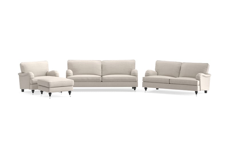 Howard Classic Sofagruppe 3,5-pers+3-pers+Lænestol+Puf - Beige - Møbler - Sofaer - Sofagrupper - Howard sofagruppe