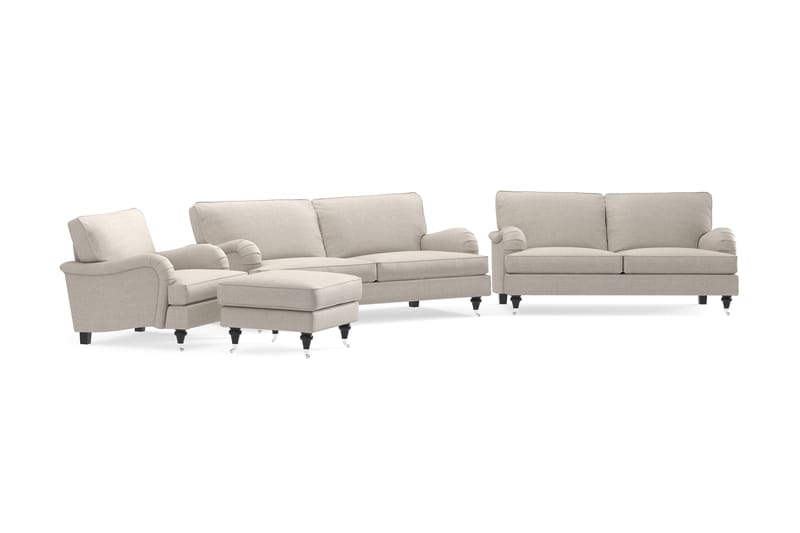 Howard Classic Sofagruppe 3,5-pers+3-pers+Lænestol+Puf - Beige - Møbler - Sofaer - Sofagrupper - Howard sofagruppe