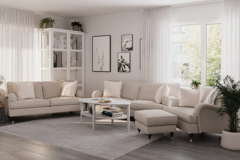 Howard Classic Sofagruppe 3,5-pers+3-pers+Lænestol+Puf - Beige - Møbler - Sofaer - Sofagrupper - Howard sofagruppe