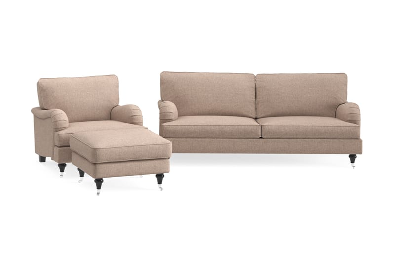 Howard Classic Sofagruppe 3,5-pers+Lænestol+Puf - Mørkbeige - Møbler - Sofaer - Sofagrupper - Howard sofagruppe