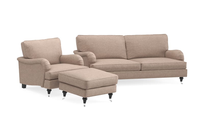 Howard Classic Sofagruppe 3,5-pers+Lænestol+Puf - Mørkbeige - Møbler - Sofaer - Sofagrupper - Howard sofagruppe