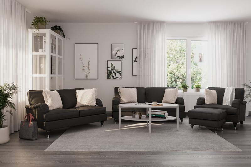 Howard Classic Sofagruppe 3-Pers.+2-Pers.+Lænestol+Puf - Mørkegrå - Møbler - Sofaer - Sofagrupper - Howard sofagruppe