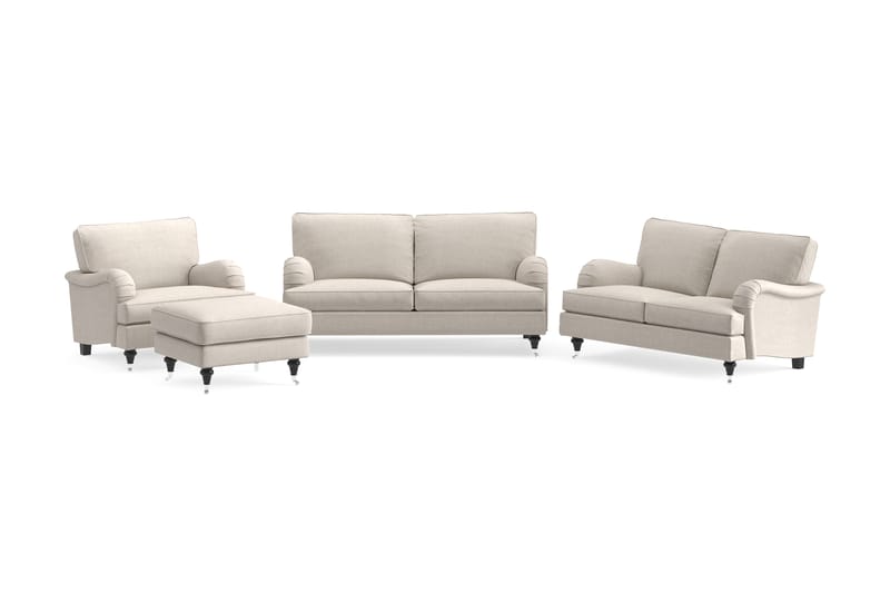 Howard Classic Sofagruppe 3-pers+2-pers+Lænestol+Puf - Beige - Møbler - Sofaer - Sofagrupper - Howard sofagruppe