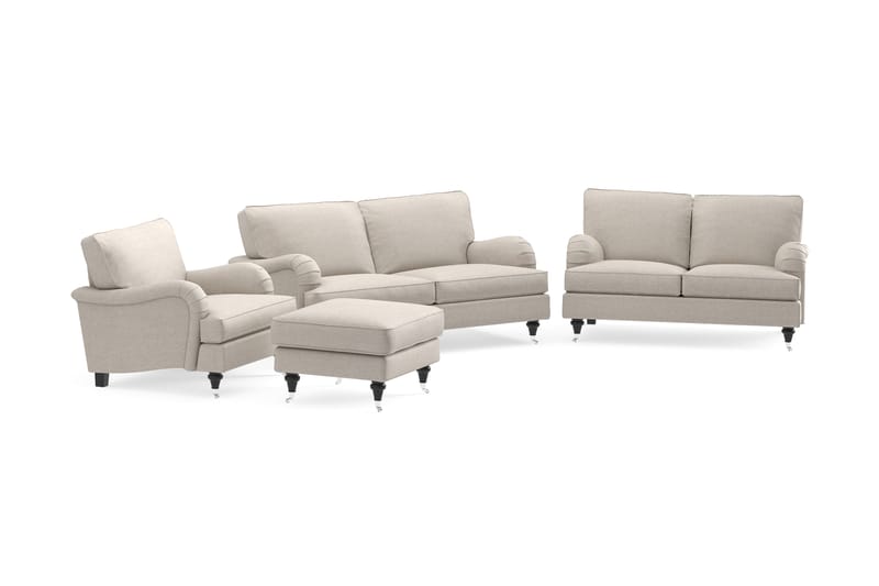 Howard Classic Sofagruppe 3-pers+2-pers+Lænestol+Puf - Beige - Møbler - Sofaer - Sofagrupper - Howard sofagruppe