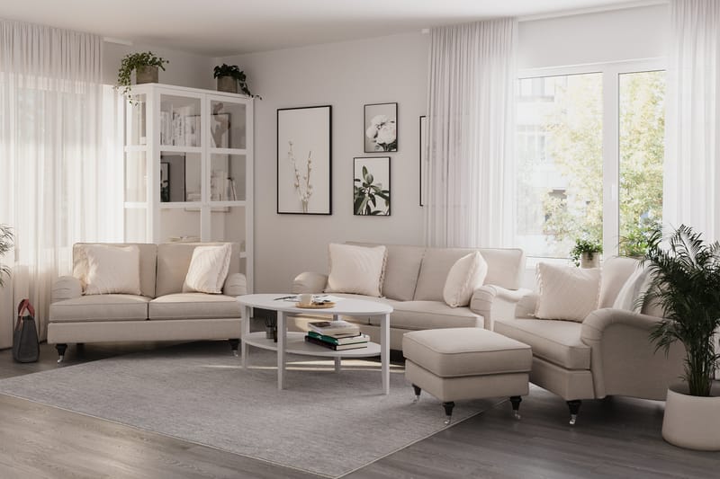 Howard Classic Sofagruppe 3-pers+2-pers+Lænestol+Puf - Beige - Møbler - Sofaer - Sofagrupper - Howard sofagruppe