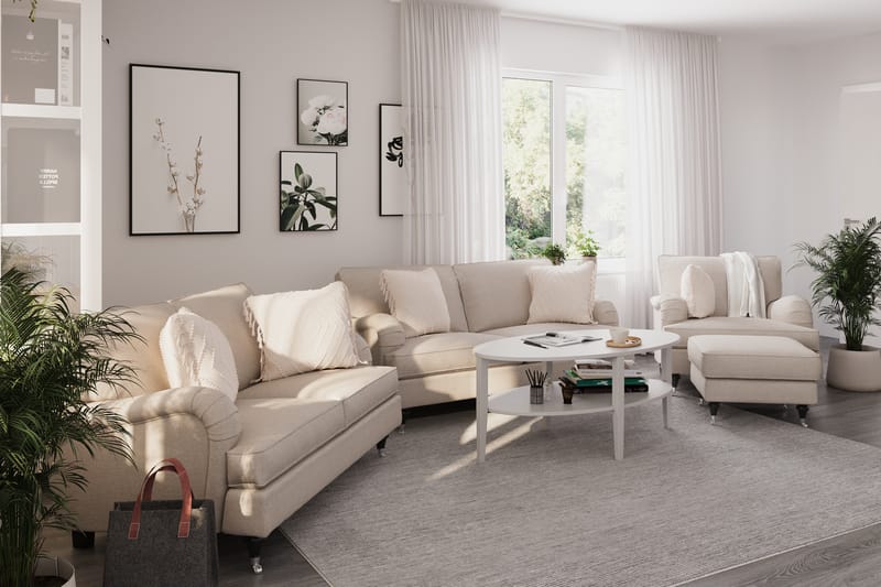 Howard Classic Sofagruppe 3-pers+2-pers+Lænestol+Puf - Beige - Møbler - Sofaer - Sofagrupper - Howard sofagruppe