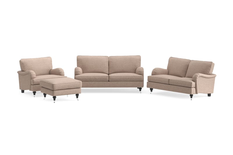 Howard Classic Sofagruppe 3-pers+2-pers+Lænestol+Puf - Mørkbeige - Møbler - Sofaer - Sofagrupper - Howard sofagruppe