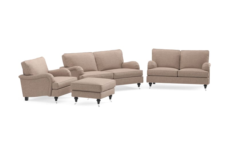 Howard Classic Sofagruppe 3-pers+2-pers+Lænestol+Puf - Mørkbeige - Møbler - Sofaer - Sofagrupper - Howard sofagruppe