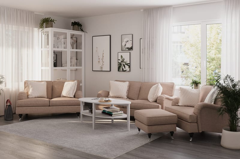 Howard Classic Sofagruppe 3-pers+2-pers+Lænestol+Puf - Mørkbeige - Møbler - Sofaer - Sofagrupper - Howard sofagruppe