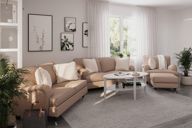 Howard Classic Sofagruppe 3-pers+2-pers+Lænestol+Puf - Mørkbeige - Møbler - Sofaer - Sofagrupper - Howard sofagruppe