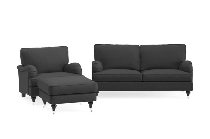 Howard Classic Sofagruppe 3-pers+Lænestol+Puf - Mørkegrå - Møbler - Sofaer - Sofagrupper - Howard sofagruppe