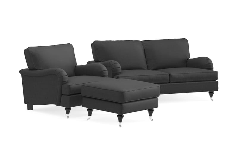 Howard Classic Sofagruppe 3-pers+Lænestol+Puf - Mørkegrå - Møbler - Sofaer - Sofagrupper - Howard sofagruppe