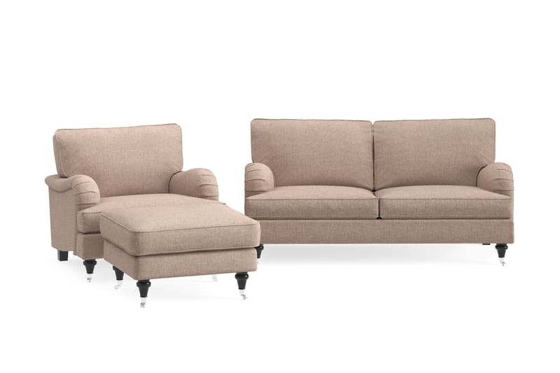 Howard Classic Sofagruppe 3-pers+Lænestol+Puf - Mørkbeige - Møbler - Sofaer - Sofagrupper - Howard sofagruppe