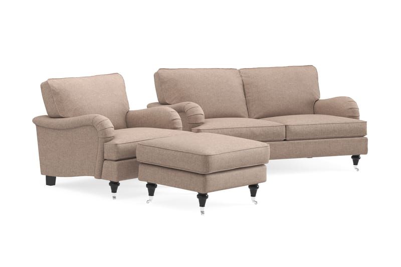 Howard Classic Sofagruppe 3-pers+Lænestol+Puf - Mørkbeige - Møbler - Sofaer - Sofagrupper - Howard sofagruppe