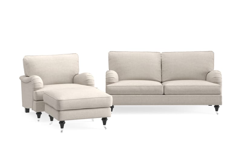 Howard Classic Sofagruppe 3-pers+Lænestol+Puf - Beige - Møbler - Sofaer - Sofagrupper - Howard sofagruppe