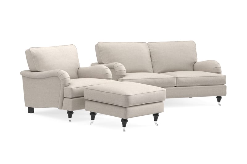 Howard Classic Sofagruppe 3-pers+Lænestol+Puf - Beige - Møbler - Sofaer - Sofagrupper - Howard sofagruppe