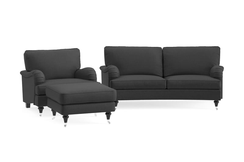 Howard Classic Sofagruppe Buet 2-pers+Lænestol+Puf - Mørkegrå - Møbler - Sofaer - Sofagrupper - Howard sofagruppe