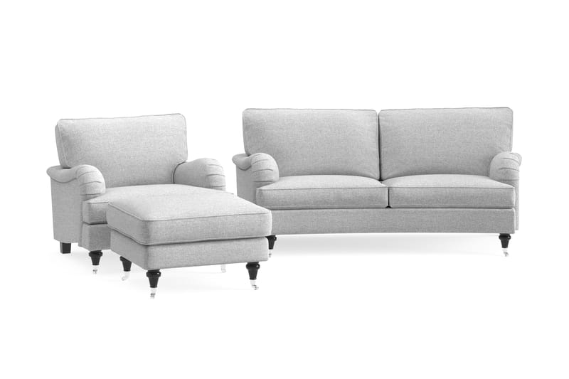 Howard Classic Sofagruppe Buet 2-pers+Lænestol+Puf - Grå - Møbler - Sofaer - Sofagrupper - Howard sofagruppe