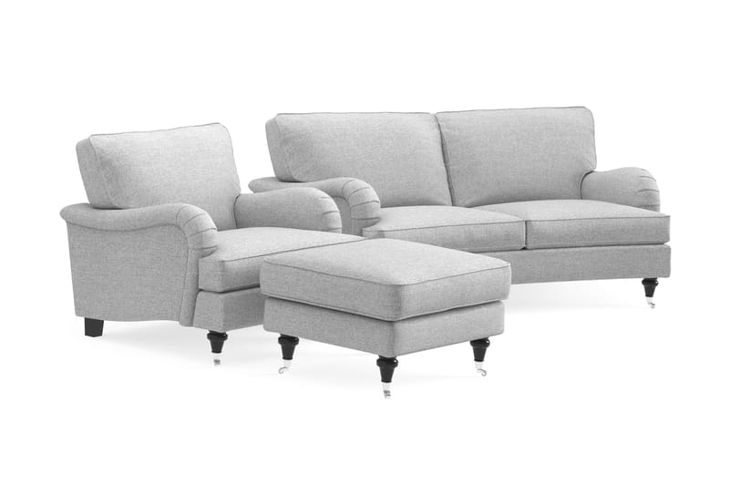 Howard Classic Sofagruppe Buet 2-pers+Lænestol+Puf - Grå - Møbler - Sofaer - Sofagrupper - Howard sofagruppe