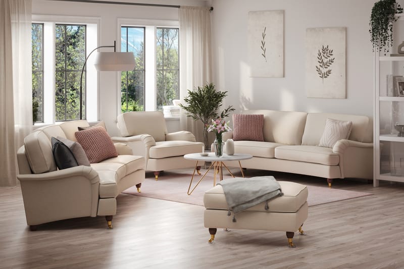 Howard Lyx Sofagruppe Buet 4-pers+3-pers+Lænestol+Puf - Beige - Møbler - Sofaer - Sofagrupper - Howard sofagruppe