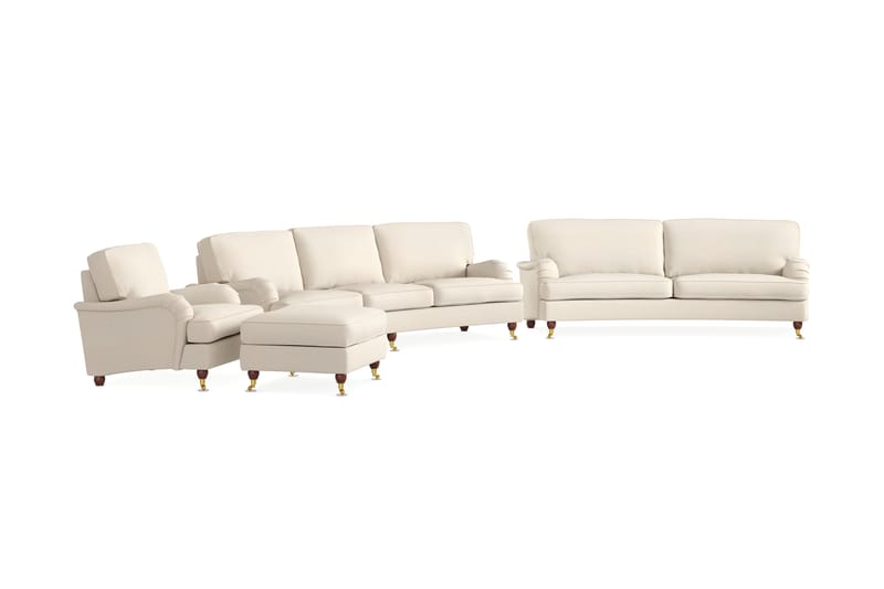 Howard Lyx Sofagruppe Buet 4-pers+3-pers+Lænestol+Puf - Beige - Møbler - Sofaer - Sofagrupper - Howard sofagruppe