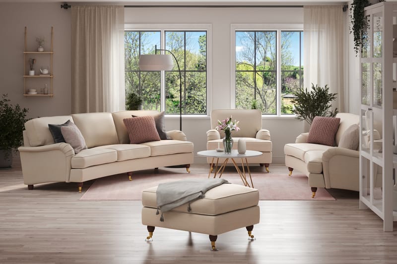 Howard Lyx Sofagruppe Buet 4-pers+3-pers+Lænestol+Puf - Beige - Møbler - Sofaer - Sofagrupper - Howard sofagruppe